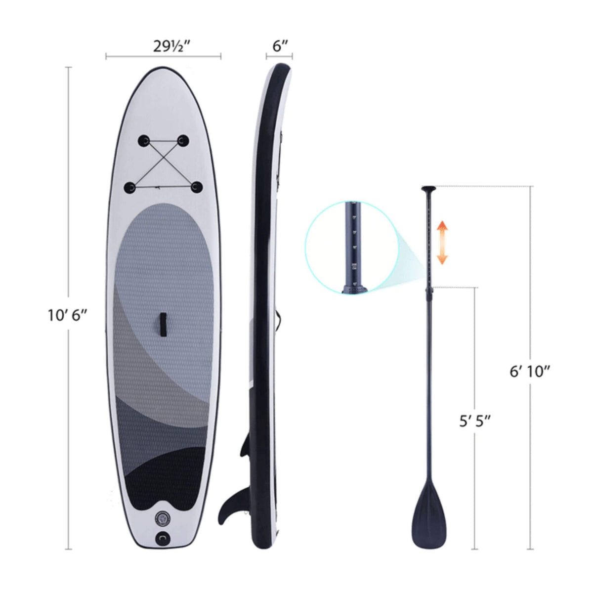 10FT Inflatable Blow Up SUP Paddle Board W/ Carrying Bag & Pump (SAK43678)