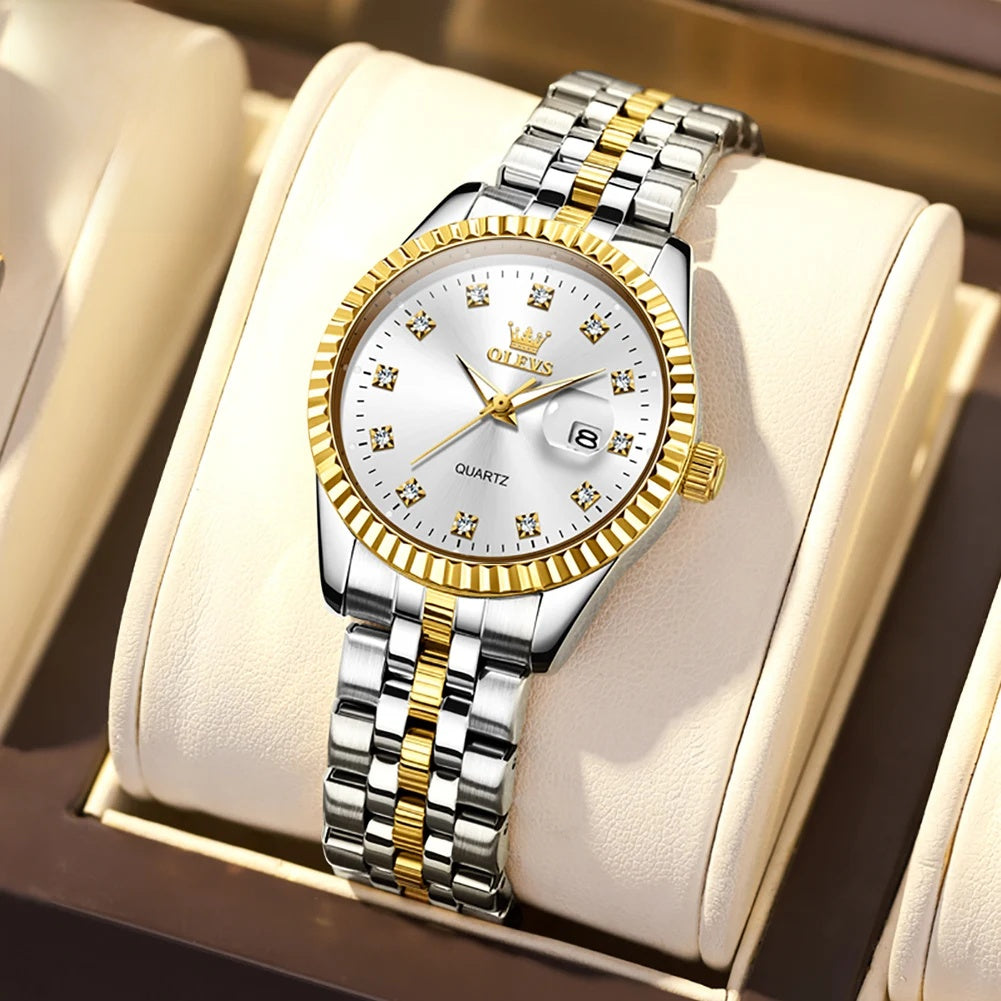 Women's 33mm Fluted Bezel Quartz Date Watch