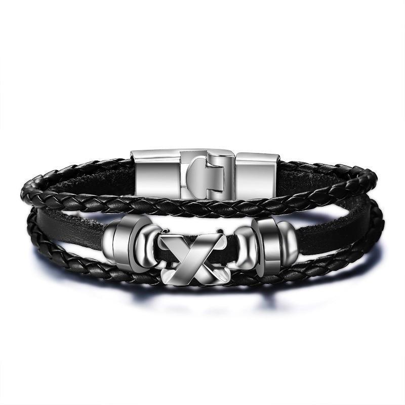 Lucky Vintage Men's Leather Bracelet Playing Cards Charm Multilayer Braided Men and Women Gift
