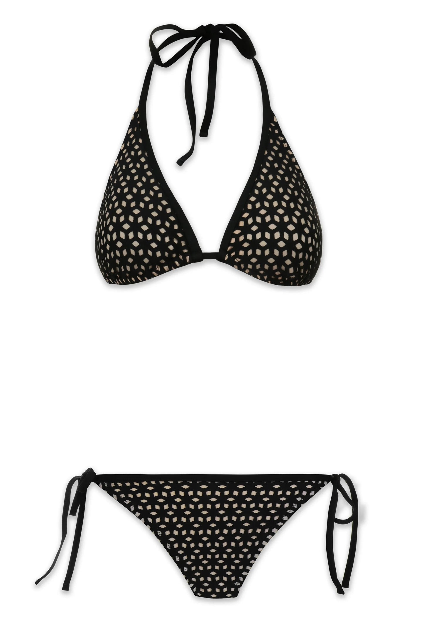 String Bikini Top | Black Laser Cut