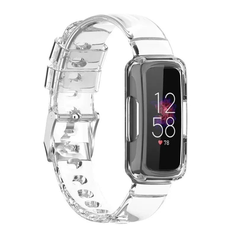 Fitbit Luxe Clear Band with Built-In Case, Translucent Colors