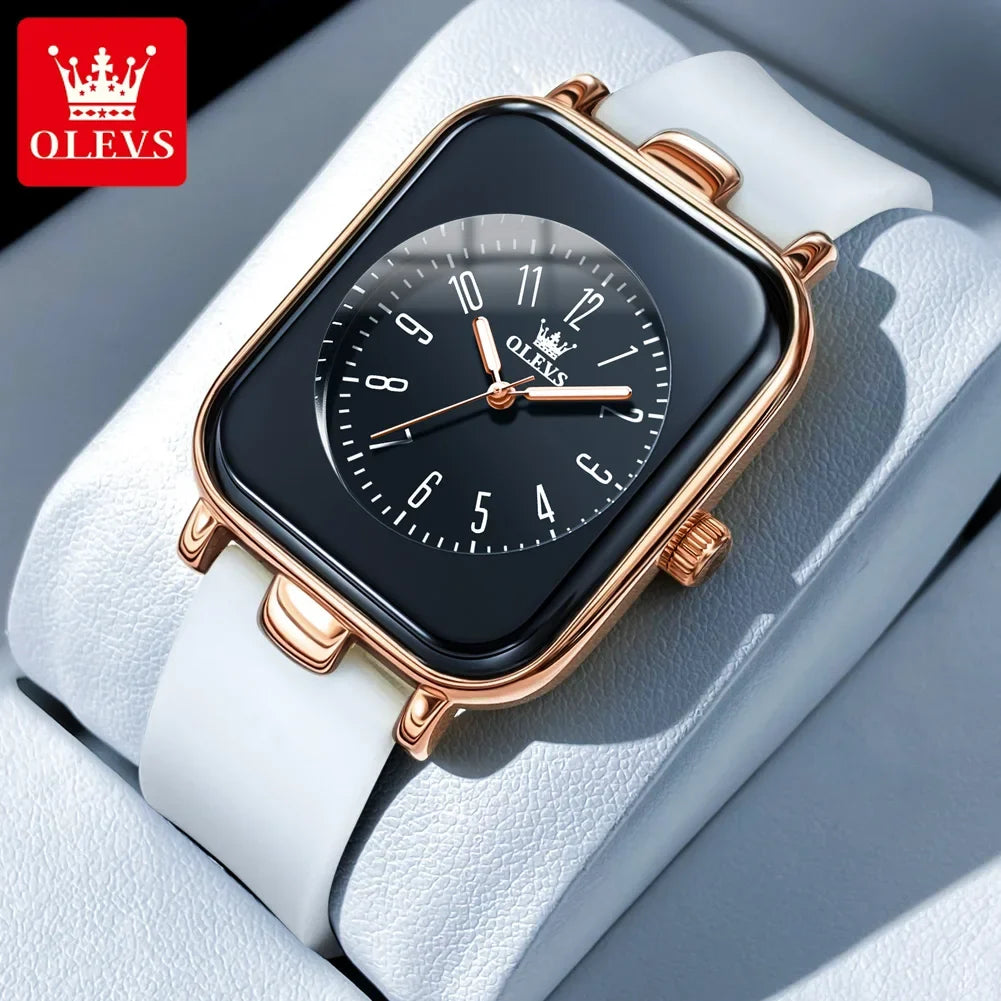 Women's Rectangular Silicone Quartz Watch