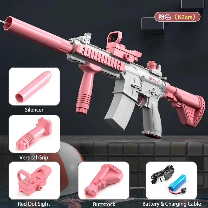 New Water Gun Electric M416 Pistol Shooting Toy Full Automatic Summer Beach Outdoor Fun Toy For Children Boys Girls Adults Gift