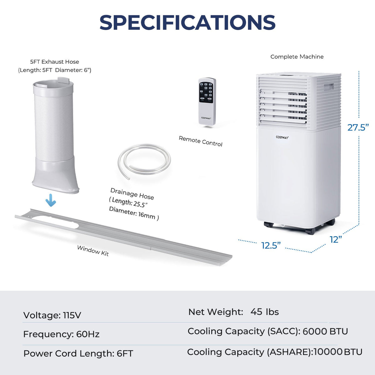 10000 BTU Air Cooler with Fan and Dehumidifier Mode