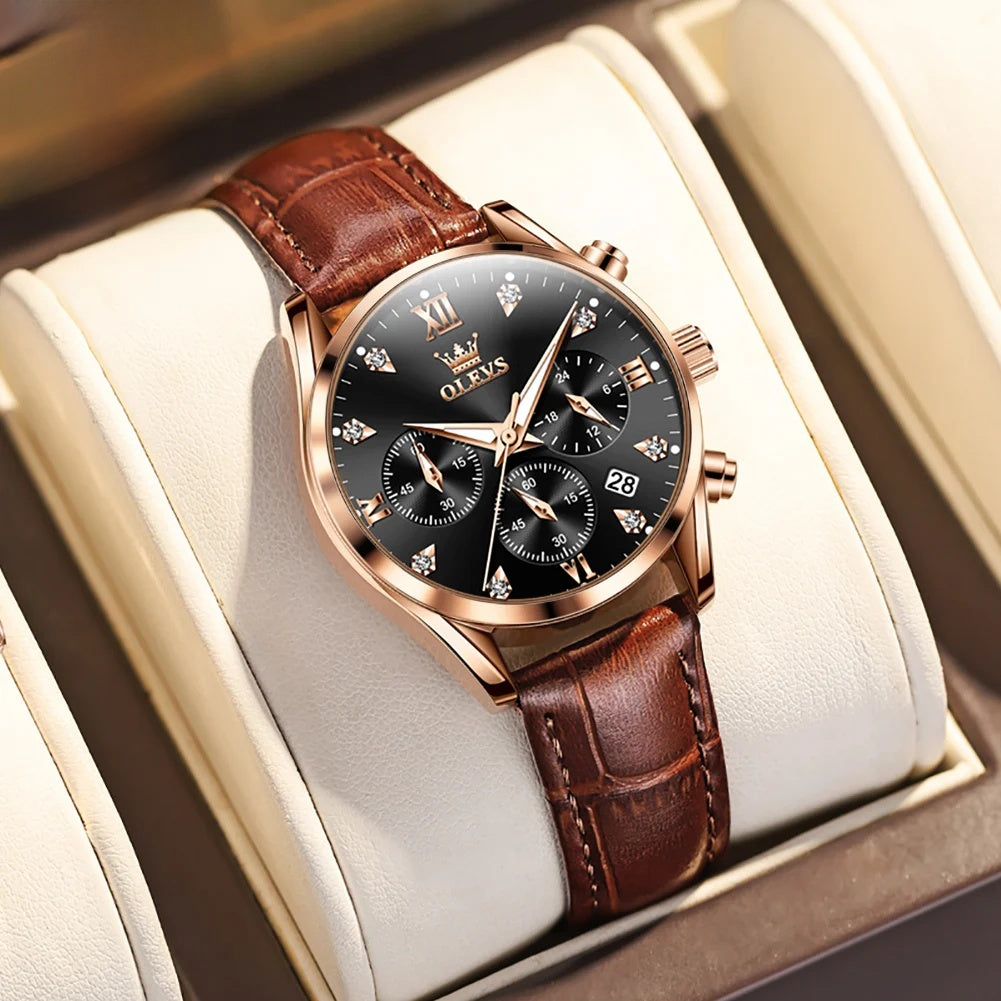 Women's Multifunction Leather Quartz Watch