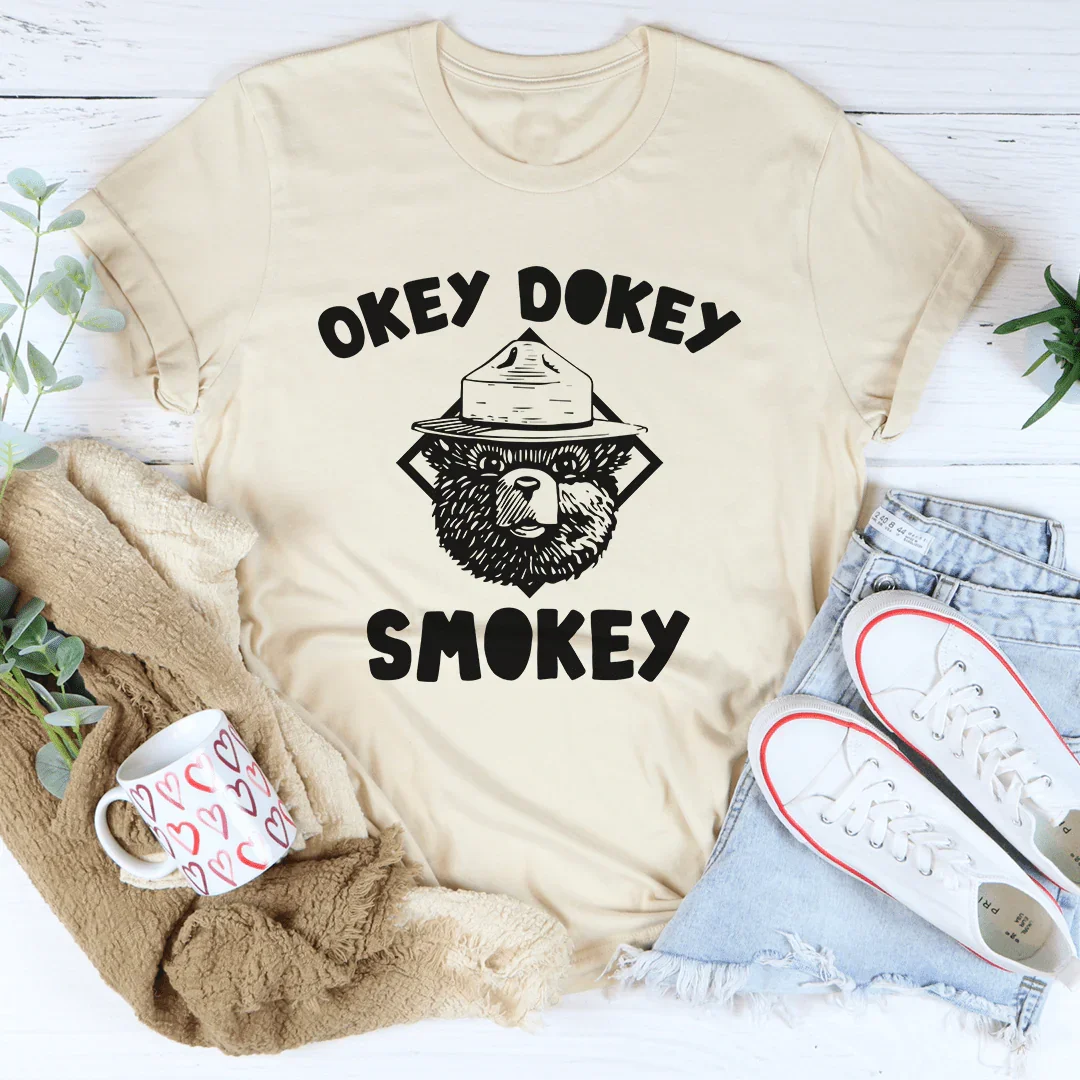 Okey Dokey Smokey Graphic Top – Funny Retro Saying T-Shirt