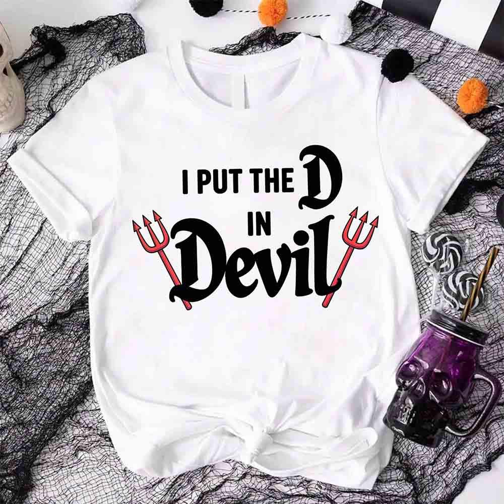 I Put the D in Devil Shirts For Couples Funny Matching Him & Her Halloween T-Shirts
