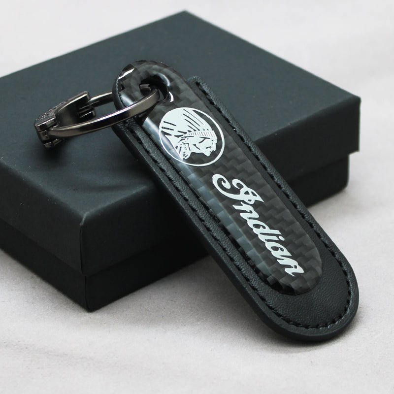 Motorcycle Carbon Fiber Leather Keychain
