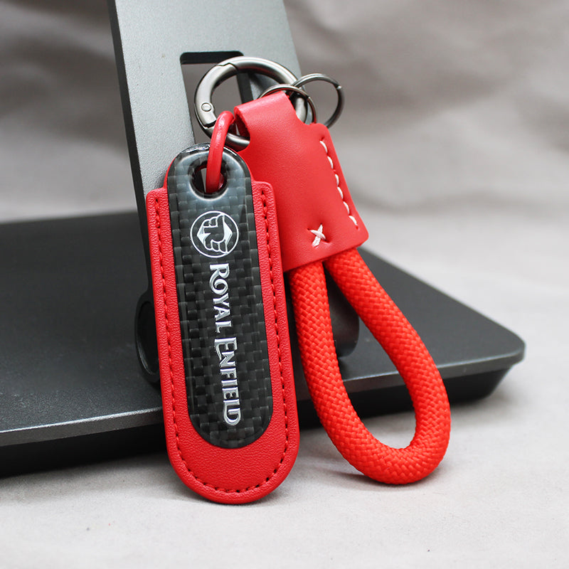 Motorcycle Carbon Fiber Leather Keychain