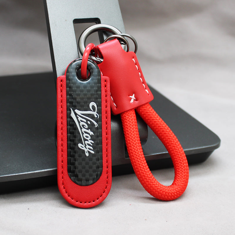 Motorcycle Carbon Fiber Leather Keychain