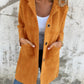 Single-breasted Polo Collar Pocket Mid-length Coat