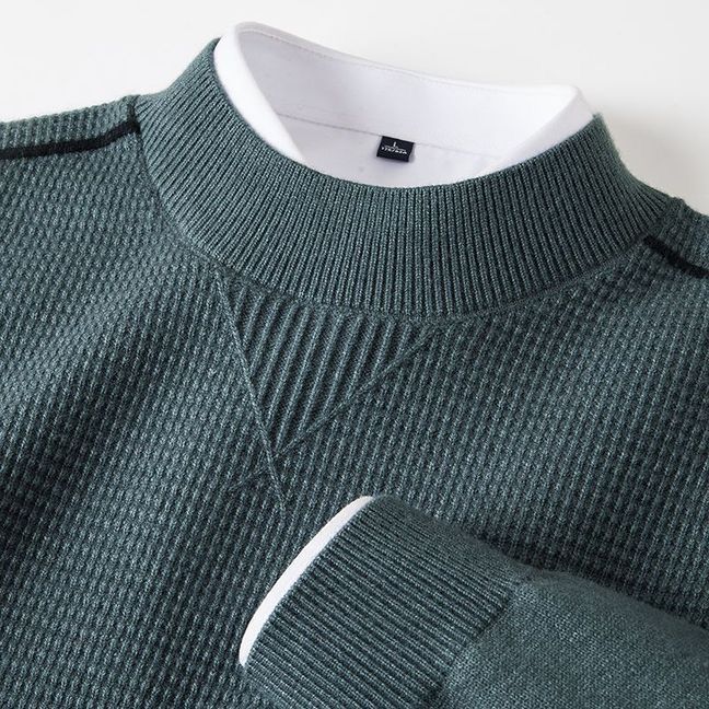 Men's Wavy Patterned Jacket Stand Collar Fashion Sweater