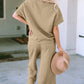 Textured Drawstring Waistband Pants and Top Set
