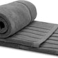 Luxury Bath Mat Floor Towel Set 22 x34 in 2 Pack Dark Gray Absorbent Cotton