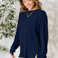 Basic Bae Full Size Ribbed Round Neck Slit Knit Top