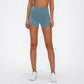 SHINBENE Anti-sweat Plain Sport Athletic Shorts Women High Waisted Soft Cotton Feel Fitness Yoga Shorts with Two Side Pocket