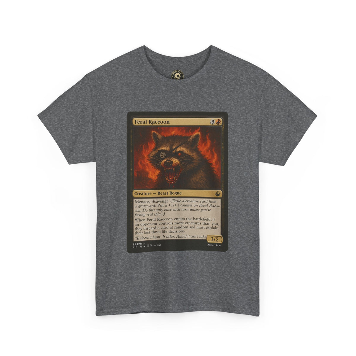 Feral Raccoon Magic Card Shirt – MTG-Inspired Beast Rogue Tee, Trash Cult Creature Card, Gildan 5000 Unisex T-Shirt