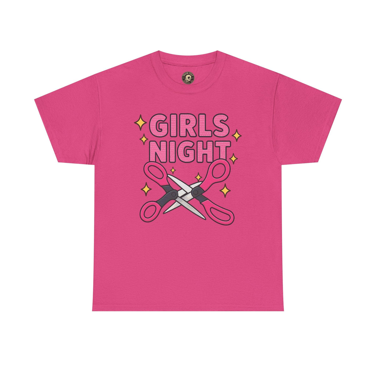 Funny Girls Night Shirt – Lesbian Humor Tee – Pink Scissors Graphic on Gildan 5000