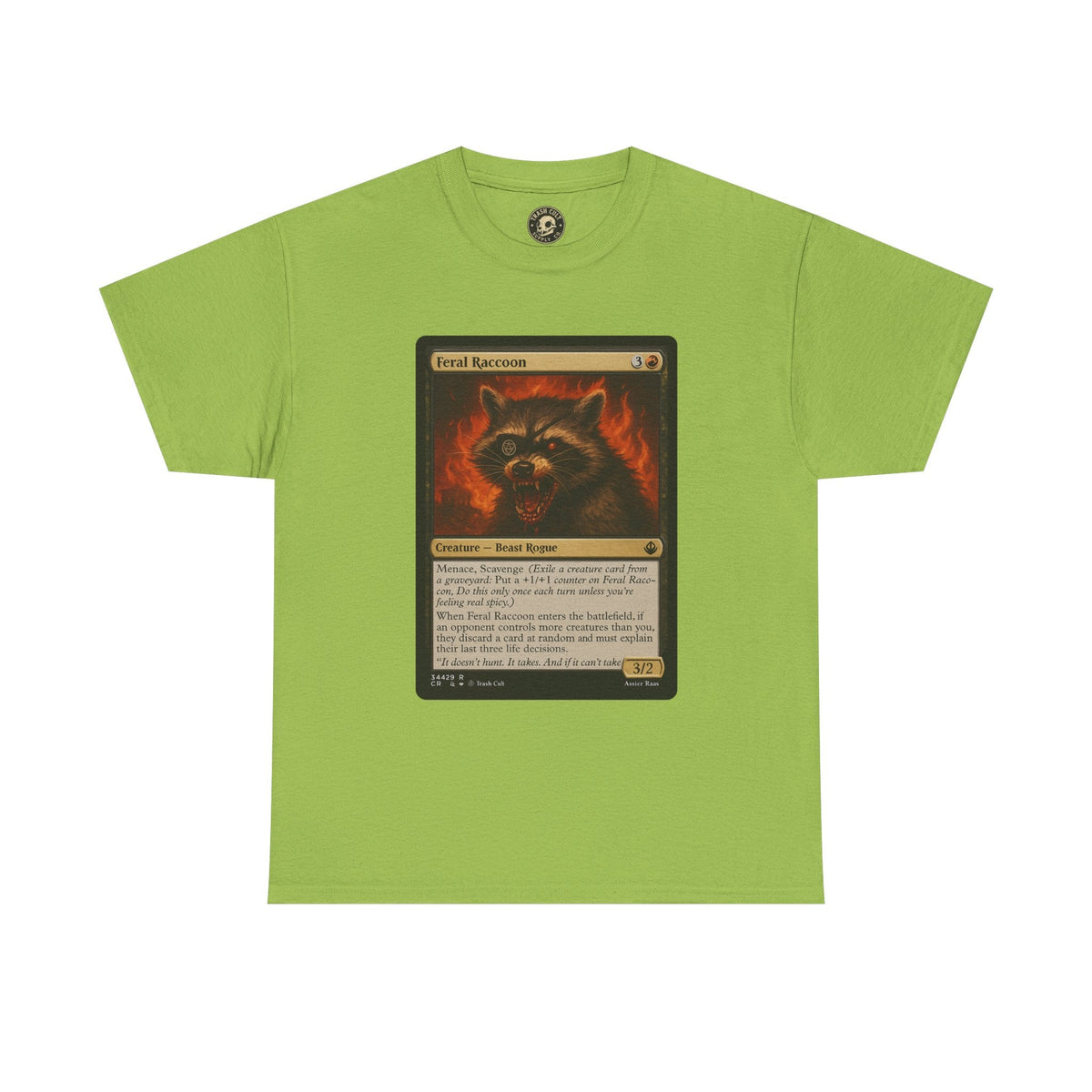 Feral Raccoon Magic Card Shirt – MTG-Inspired Beast Rogue Tee, Trash Cult Creature Card, Gildan 5000 Unisex T-Shirt