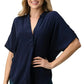 Dark Grey Silk Oversized Blouse – Effortless Dolman Sleeve Top | Femstylo
