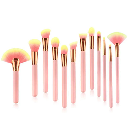12pcs Beauty Makeup Brushes Pink and Gold Set