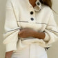 Waffle-Knit Half Button Long Sleeve Sweater