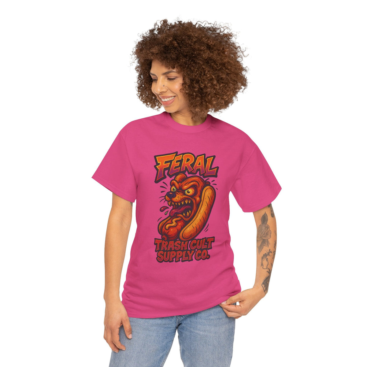 Feral Hot Dog Shirt – Bold Trashcore Art Tee | Trash Cult Supply Co | Gildan 5000 Unisex Fit