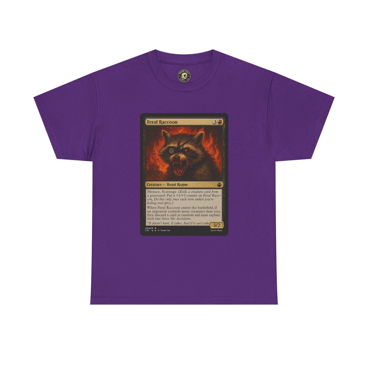 Feral Raccoon Magic Card Shirt – MTG-Inspired Beast Rogue Tee, Trash Cult Creature Card, Gildan 5000 Unisex T-Shirt