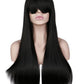 Wig female light pink long straight bangs wig high temperature silk wig fashion wig cross-border exclusive