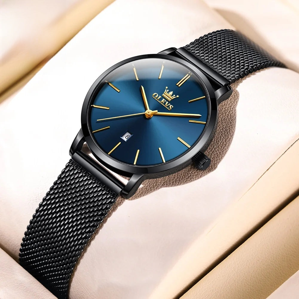 Women's Minimalist Mesh Date Quartz Watch