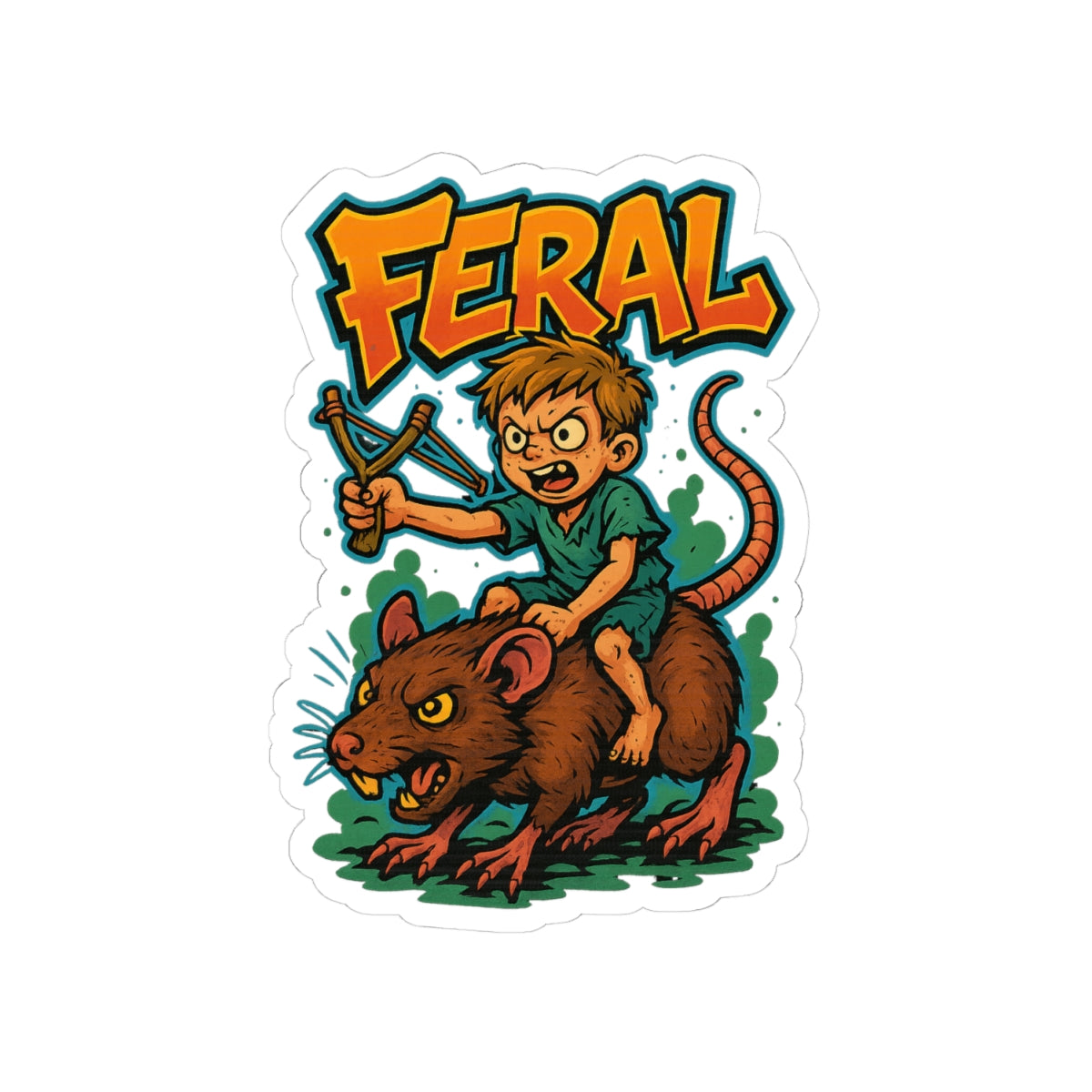 Feral Kids Stickers, Playful Vinyl Decals, Fun Artwork for Laptops, Totes, and Gifts, Unique Illustrations for Kids' Rooms