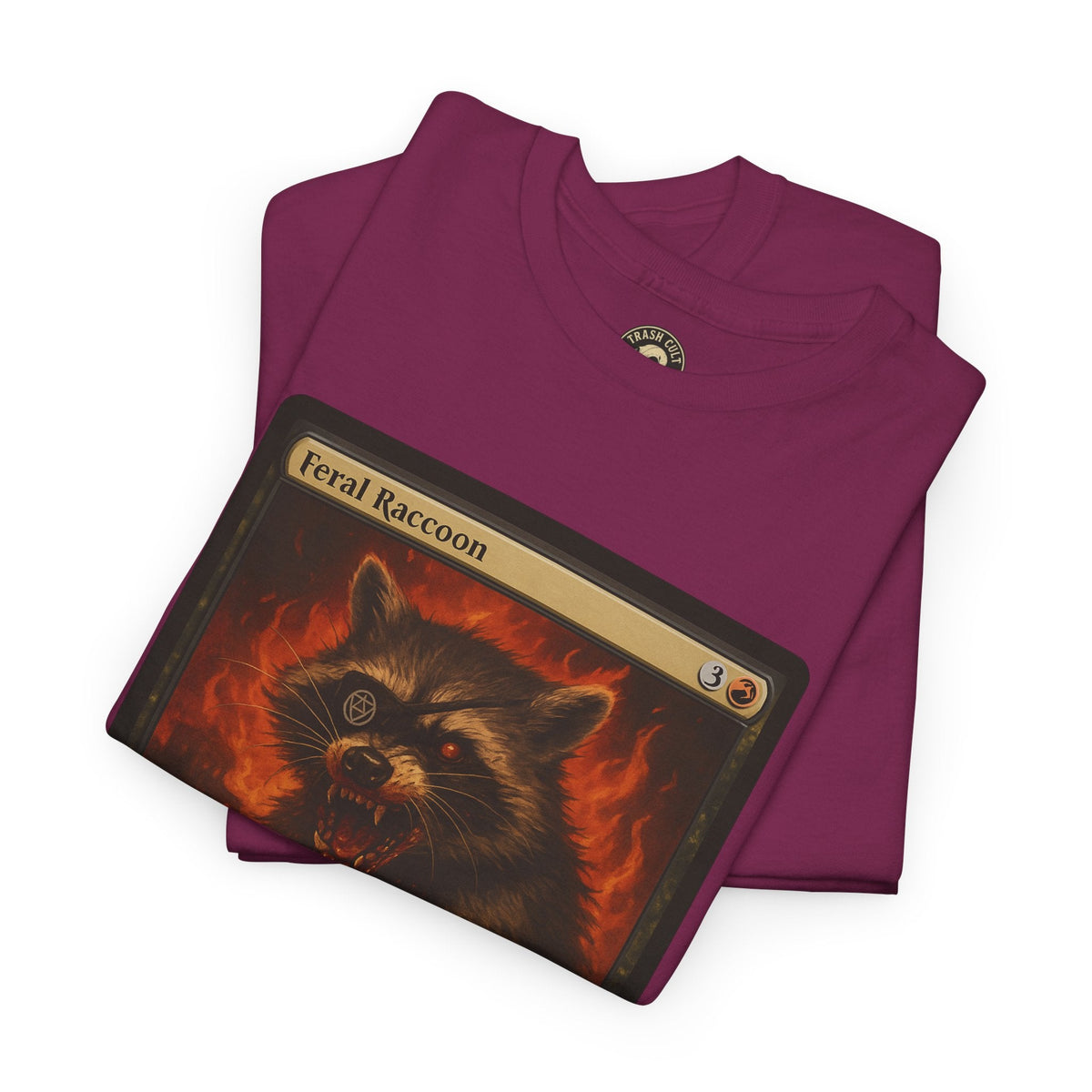 Feral Raccoon Magic Card Shirt – MTG-Inspired Beast Rogue Tee, Trash Cult Creature Card, Gildan 5000 Unisex T-Shirt