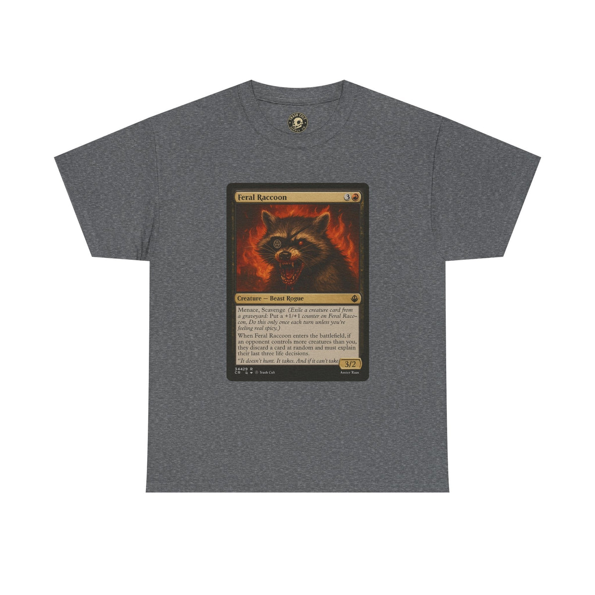 Feral Raccoon Magic Card Shirt – MTG-Inspired Beast Rogue Tee, Trash Cult Creature Card, Gildan 5000 Unisex T-Shirt