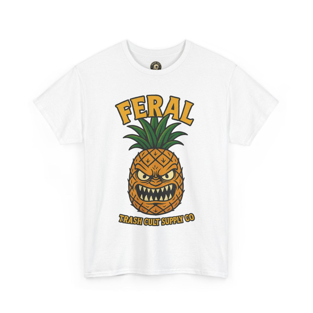 Feral Evil Pineapple Shirt – Aggressive Fruit Trashcore Tee – Gildan 5000 Unisex