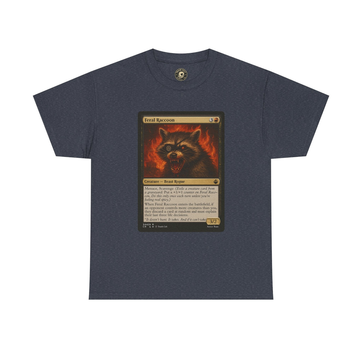 Feral Raccoon Magic Card Shirt – MTG-Inspired Beast Rogue Tee, Trash Cult Creature Card, Gildan 5000 Unisex T-Shirt