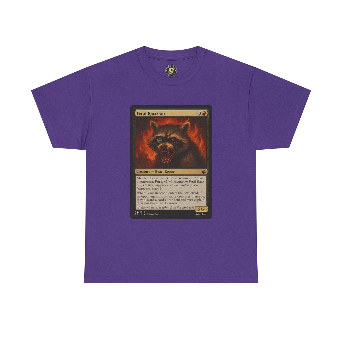 Feral Raccoon Magic Card Shirt – MTG-Inspired Beast Rogue Tee, Trash Cult Creature Card, Gildan 5000 Unisex T-Shirt