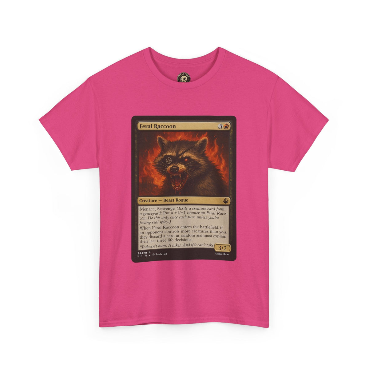 Feral Raccoon Magic Card Shirt – MTG-Inspired Beast Rogue Tee, Trash Cult Creature Card, Gildan 5000 Unisex T-Shirt