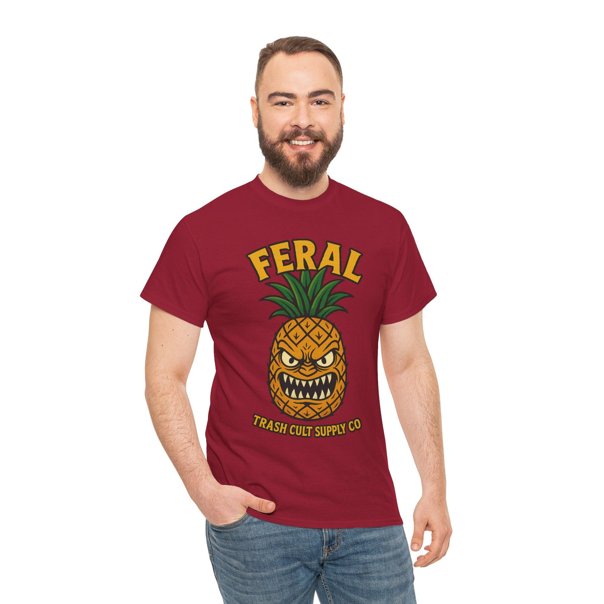 Feral Evil Pineapple Shirt – Aggressive Fruit Trashcore Tee – Gildan 5000 Unisex