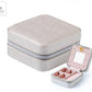 Women Jewelry Organizer Box PU Leather Travel Makeup Cosmetic Case with Mirror & Zipper