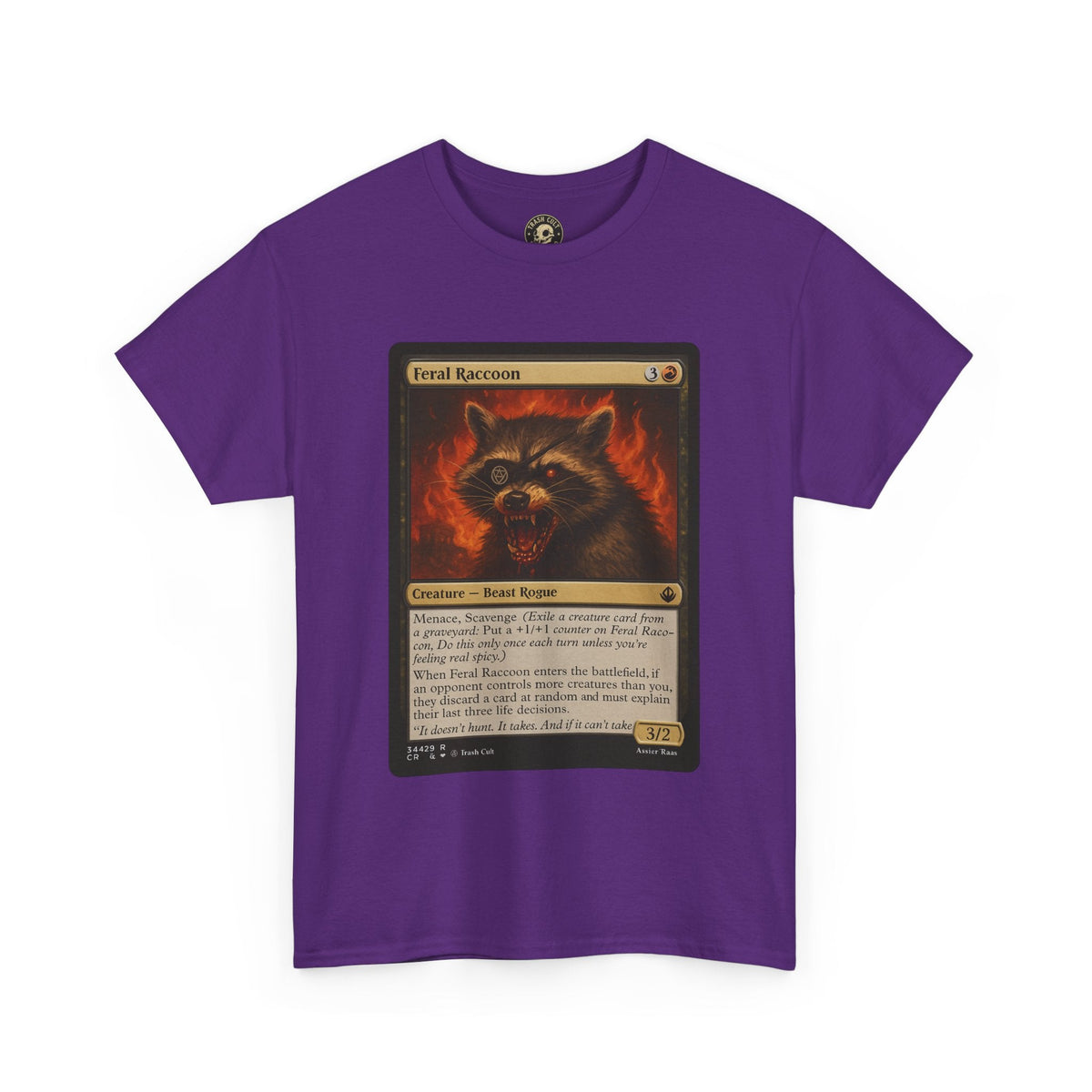 Feral Raccoon Magic Card Shirt – MTG-Inspired Beast Rogue Tee, Trash Cult Creature Card, Gildan 5000 Unisex T-Shirt