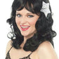 Black California Pin Up Girl Long Wavy Adult Wig with Star Accessory and Bangs