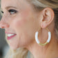 Beautiful White and Gold Clay Hoops