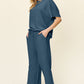 Textured Knit Short Sleeve Top and Pants Set