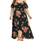 Plus Size Long Sleeve Floral Off-Shoulder Dress