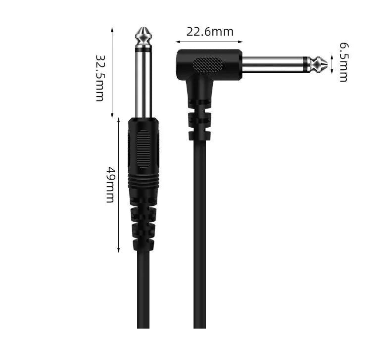 2 PACK 10FT Electric Patch Cord Guitar Amplifier Amp Cable Right Angle 90 Degree