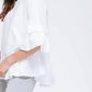 Women's Ruffle Hem Crew Neck Top In White