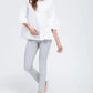 Women's Ruffle Hem Crew Neck Top In White