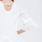 Women's Ruffle Hem Crew Neck Top In White