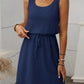 Breezy Waffle-Knit Drawstring Mini Tank Dress