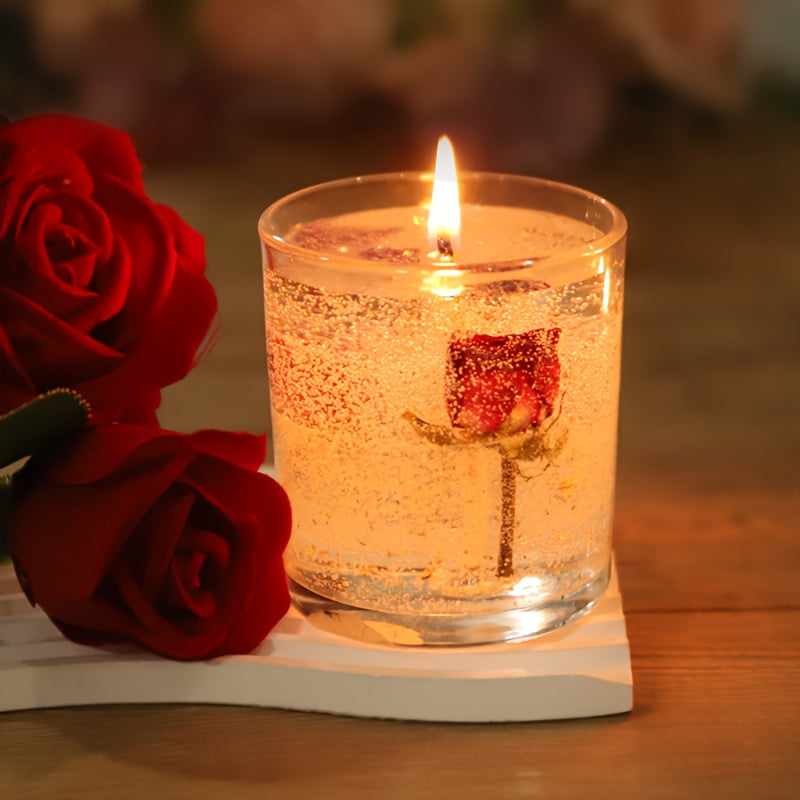 Rose Jelly Aromatherapy Soy Candle in Glass Jar